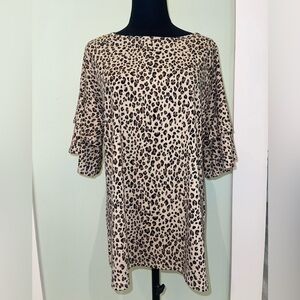 Leopard top with Ruffle Sleeves